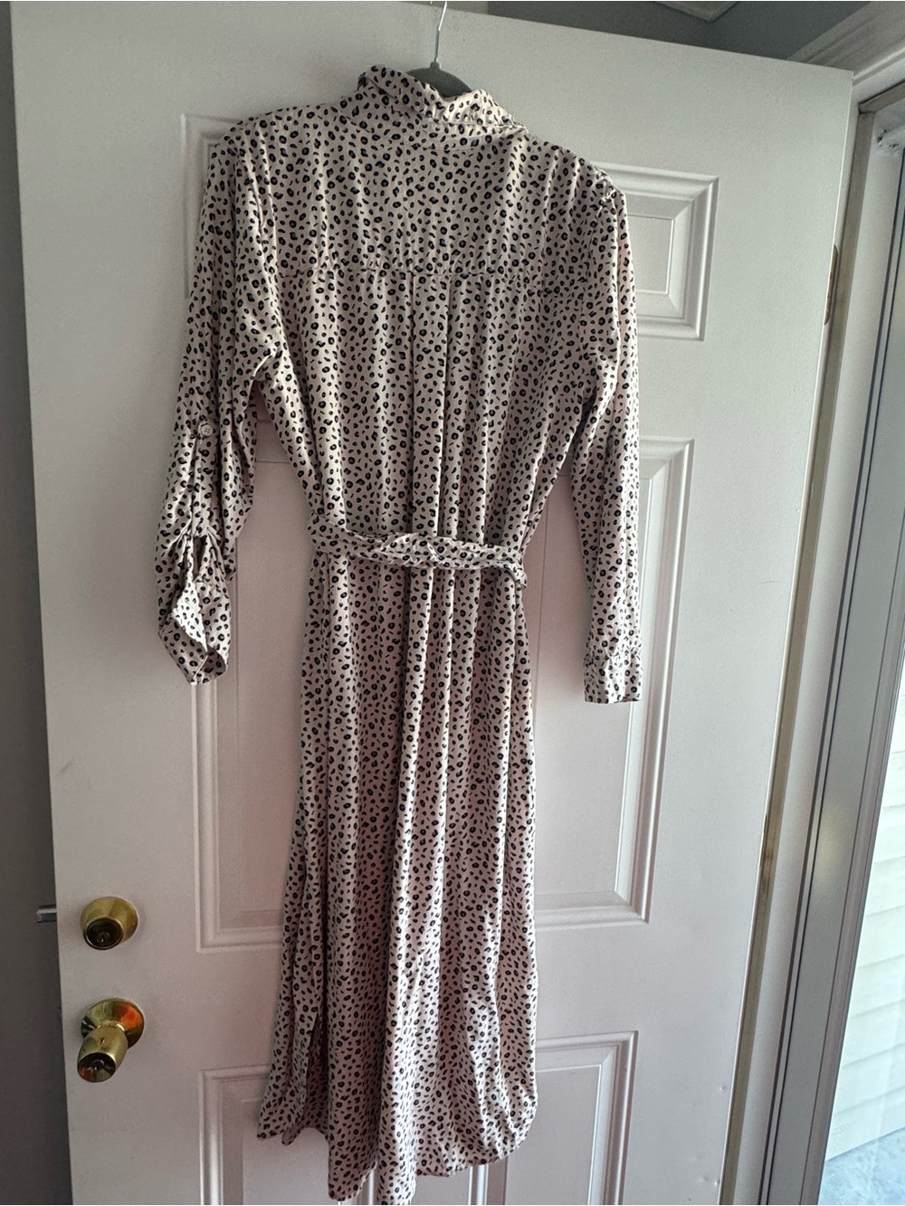 Mud Pie Blush Pink and Black Leopard Midi Shirt Dress - Picture 3 of 7